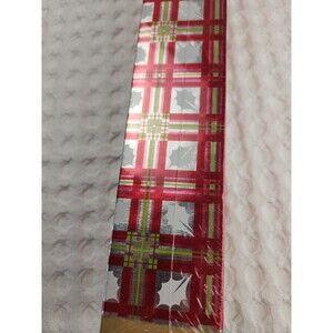 Vintage Tie Tie Foil Plaid Christmas Wrapping Paper Cutterbox NOS Holly Shiny